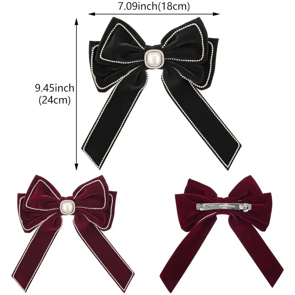 New Year Red Velvet Bow Hair Clip Spring Clip Korean Extra Large Tassels Bowknot Hairpins Women's Elegant Headwear Headdress - PratSN