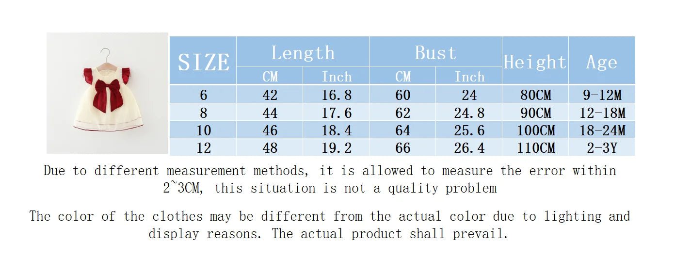 New Year's Dress Girl's Solid Red Flying Sleeves Bow Twilight Cloud Princess Dress Suitable for 0 - 3 Year Old Babies - PratSN
