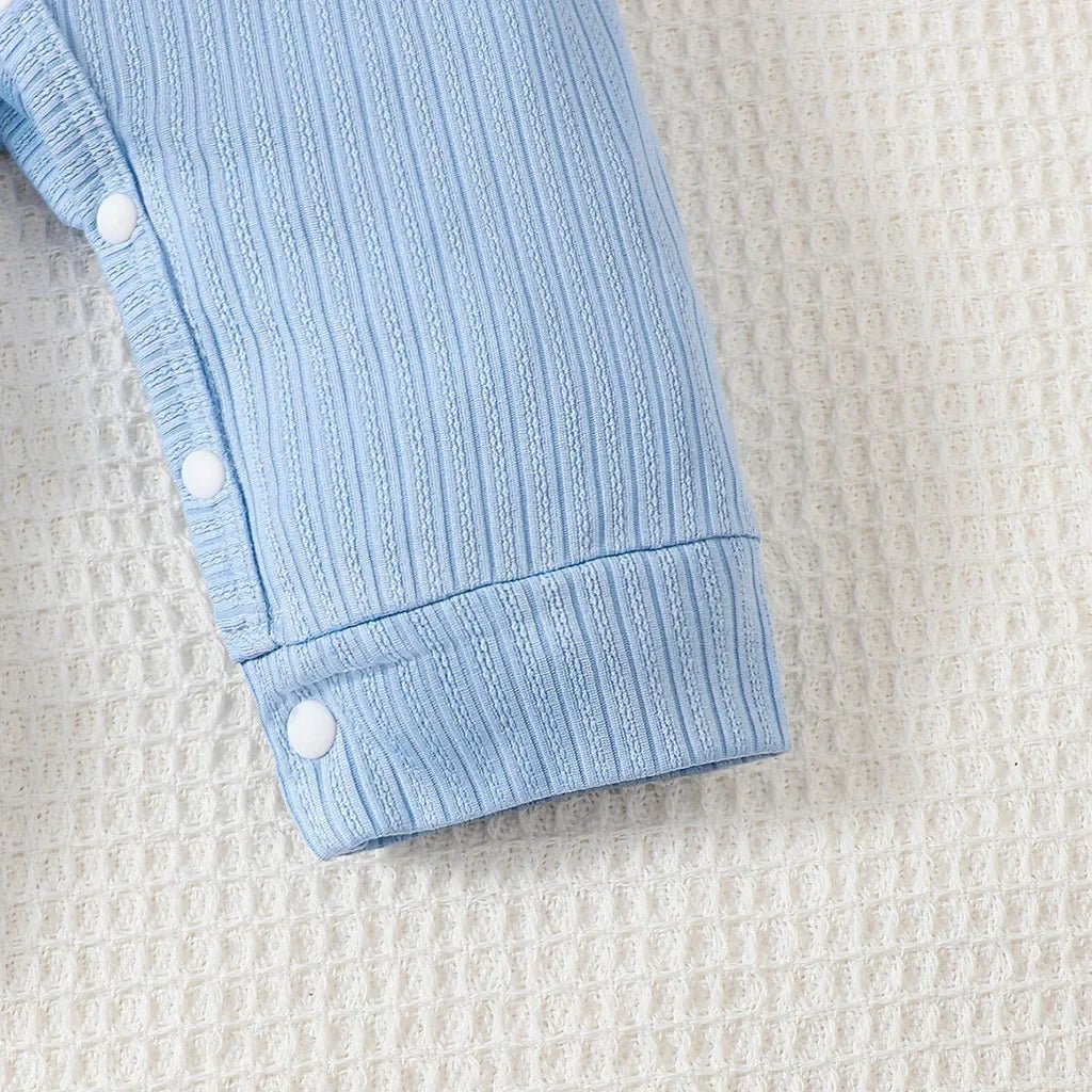 Newborn Baby Boy Romper Short Sleeved with Bear Pattern Summer Daily Wear Clothing Gentleman Jumpsuit for Toddlers 1 - 18Months - PratSN