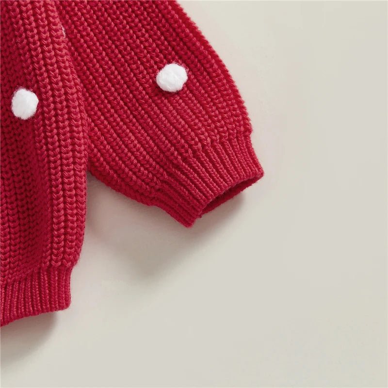 Newborn Baby Boys Girls Christmas Sweaters Long Sleeve Heart Shaped Candy Letter Embroidery Knit Pullovers Infant Jumper Tops - PratSN