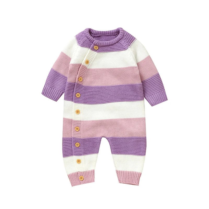 Newborn Baby Romper Knitted Girl Kid Clothing Long Sleeve Autumn 0 - 18M Overalls Infant Jumpsuit Fashion Striped Toddler Playsuit - PratSN