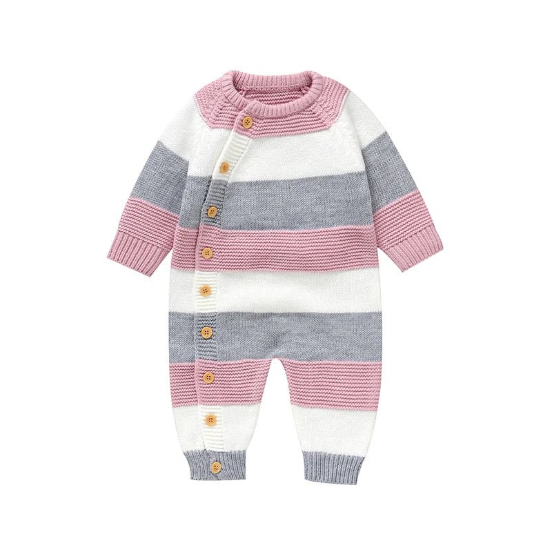 Newborn Baby Romper Knitted Girl Kid Clothing Long Sleeve Autumn 0 - 18M Overalls Infant Jumpsuit Fashion Striped Toddler Playsuit - PratSN