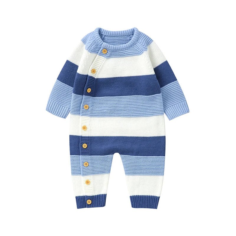 Newborn Baby Romper Knitted Girl Kid Clothing Long Sleeve Autumn 0 - 18M Overalls Infant Jumpsuit Fashion Striped Toddler Playsuit - PratSN