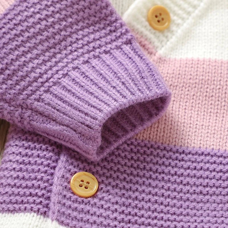 Newborn Baby Romper Knitted Girl Kid Clothing Long Sleeve Autumn 0 - 18M Overalls Infant Jumpsuit Fashion Striped Toddler Playsuit - PratSN
