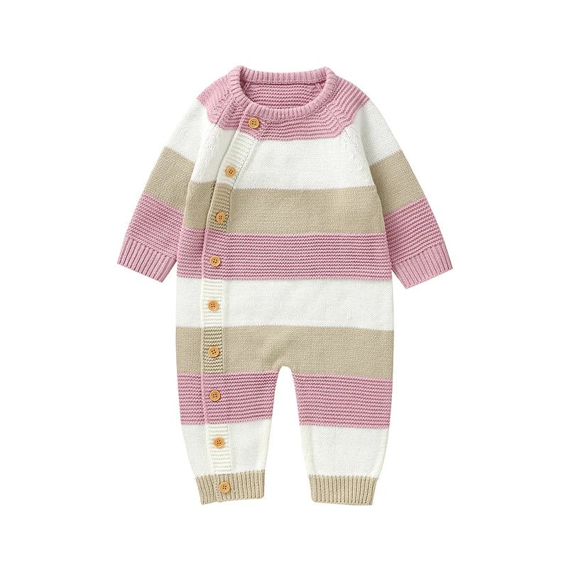Newborn Baby Romper Knitted Girl Kid Clothing Long Sleeve Autumn 0 - 18M Overalls Infant Jumpsuit Fashion Striped Toddler Playsuit - PratSN