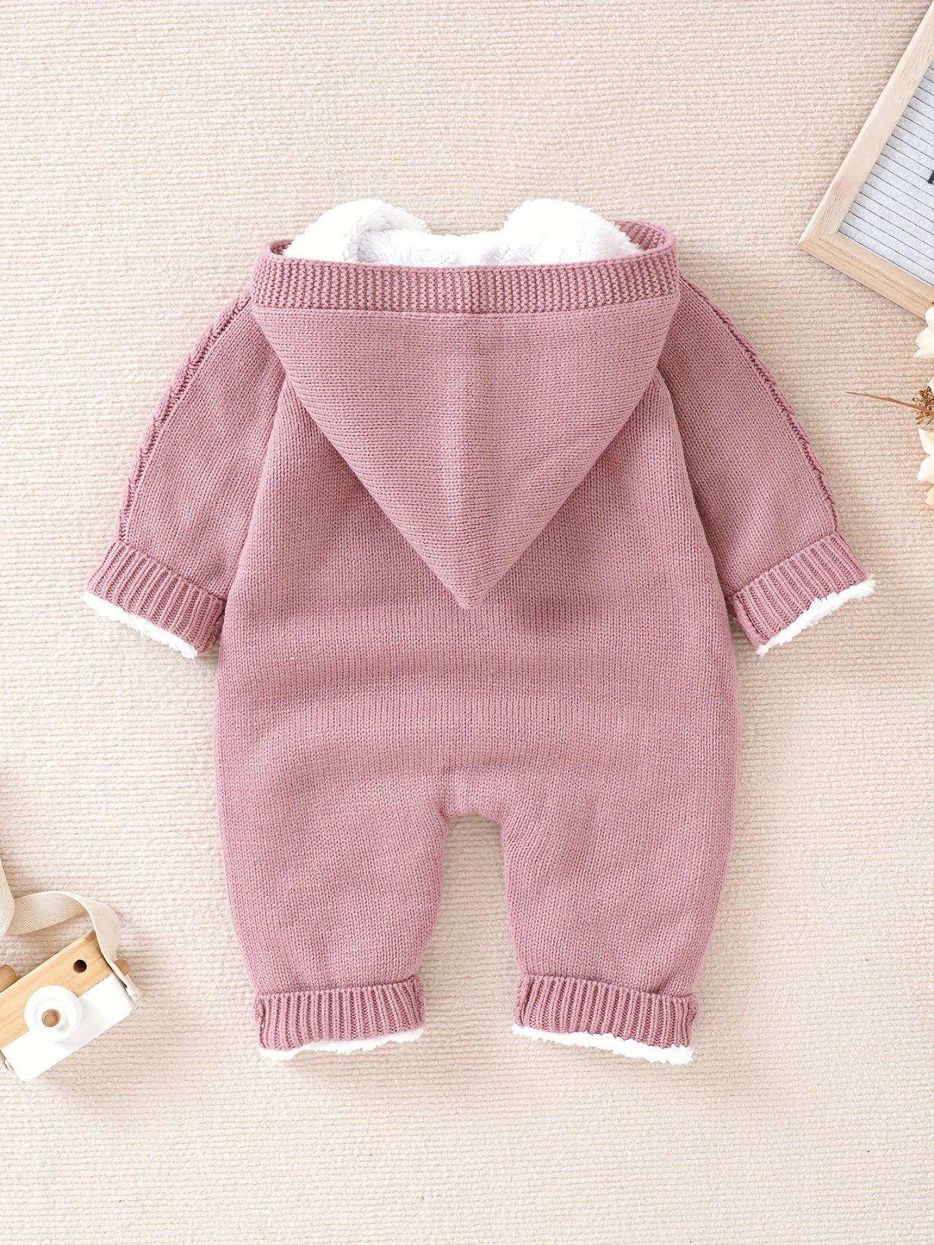Newborn Boys And Girls Knitted Jumpsuit With Long Sleeve Hooded Pants Jumpsuit - PratSN