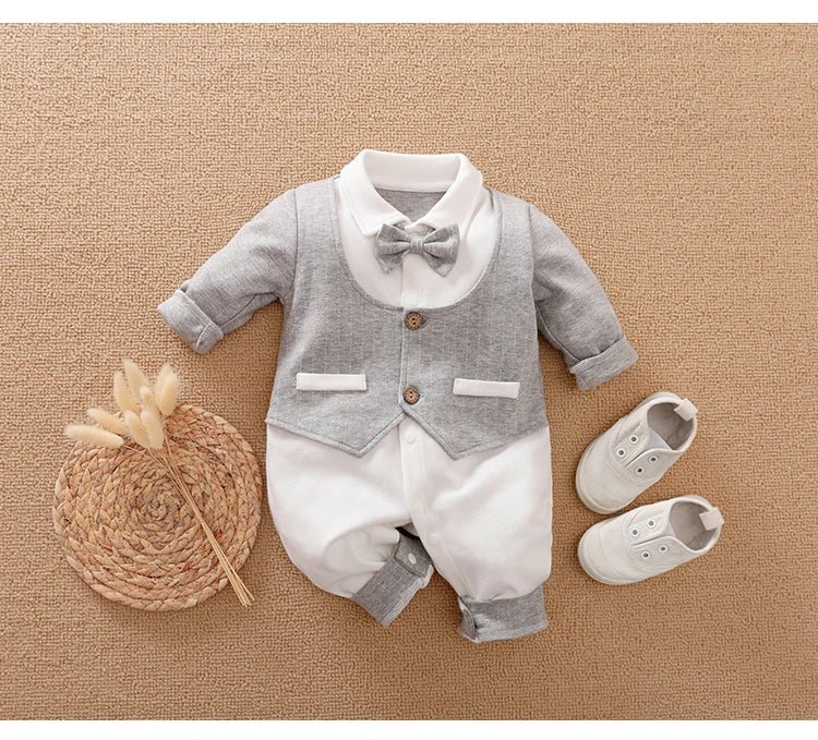 Newborn Clothes Spring And Autumn 0 - 18m Gentleman Style Handsome Formal Dress Party Cotton Comfortable Long Sleeved BabyJumpsuit - PratSN