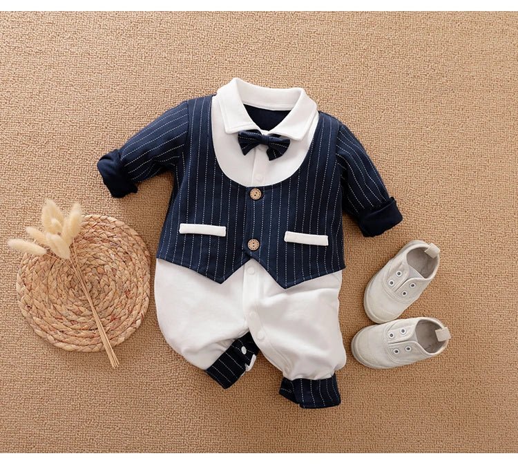Newborn Clothes Spring And Autumn 0 - 18m Gentleman Style Handsome Formal Dress Party Cotton Comfortable Long Sleeved BabyJumpsuit - PratSN