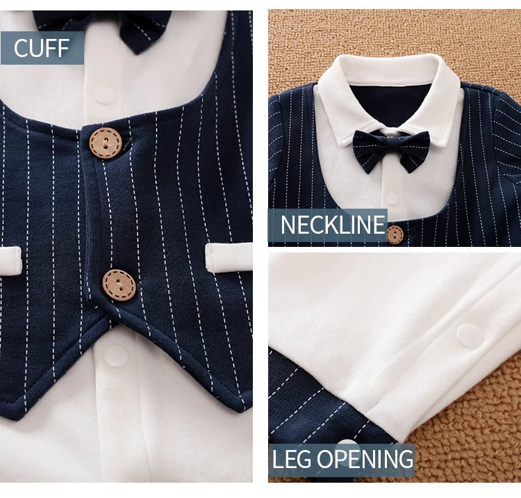 Newborn Clothes Spring And Autumn 0 - 18m Gentleman Style Handsome Formal Dress Party Cotton Comfortable Long Sleeved BabyJumpsuit - PratSN