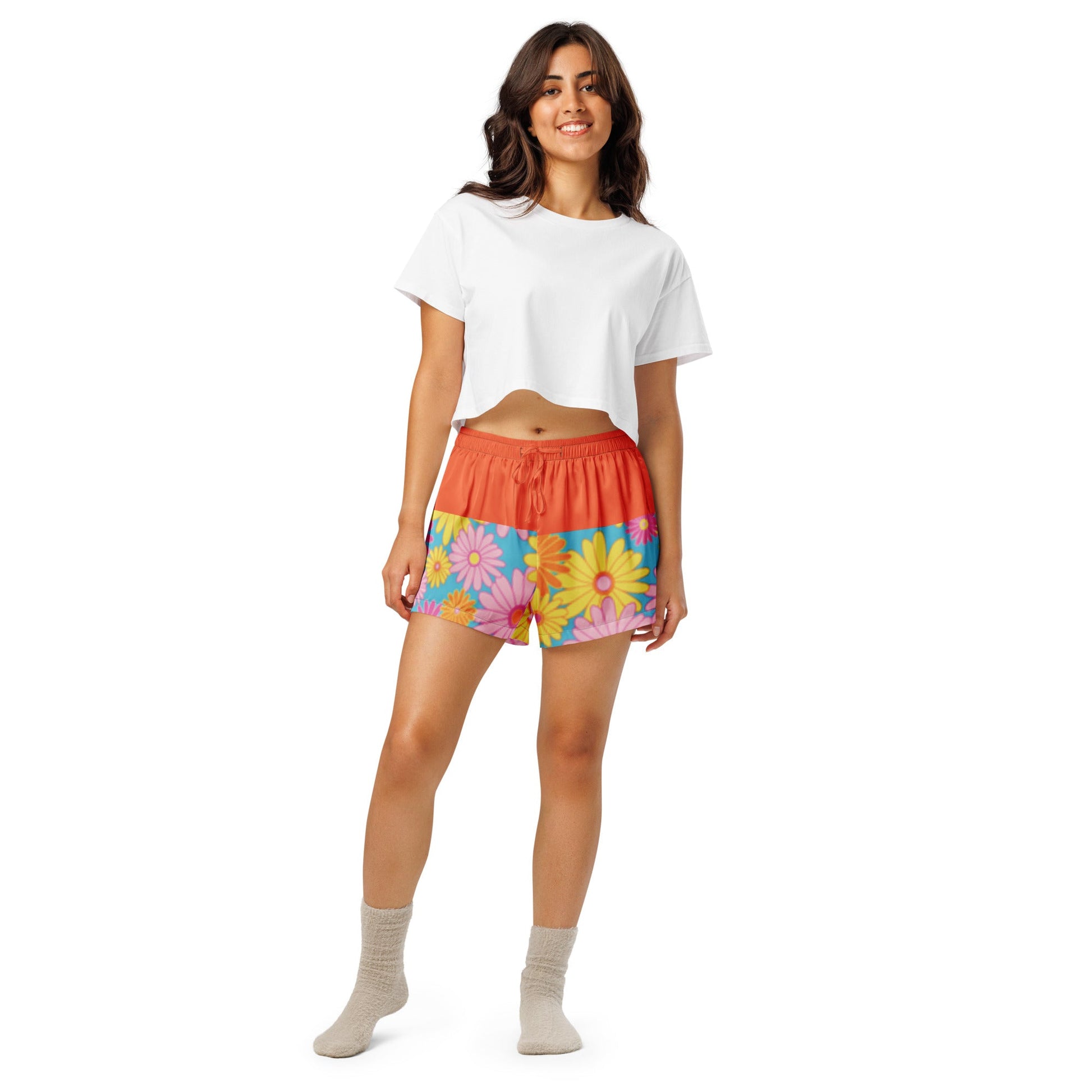 Orange floral Women’s pajama shorts - PratSN