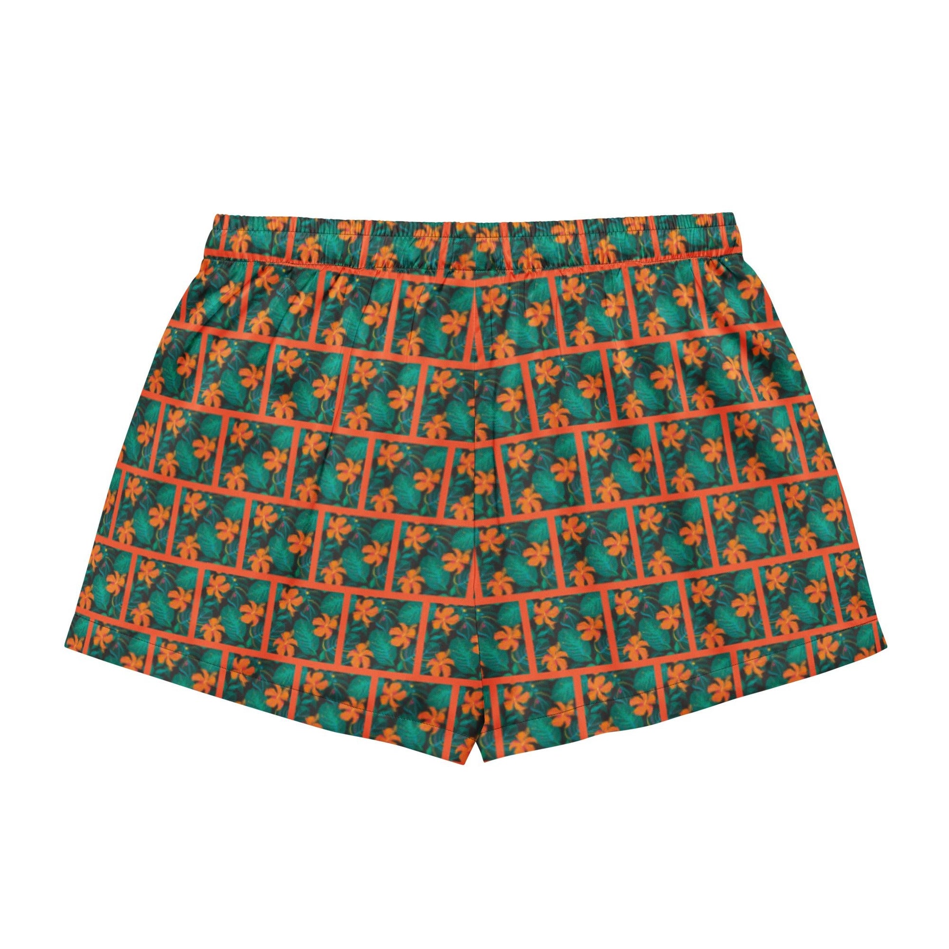 Orange Hibiscus print Women’s pajama shorts - PratSN