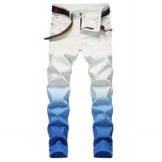 Original European And American Fast Selling High Street Streetwear Unique Fashionable Stretchable Slim Fit Jeans Blue Wash Denim - PratSN