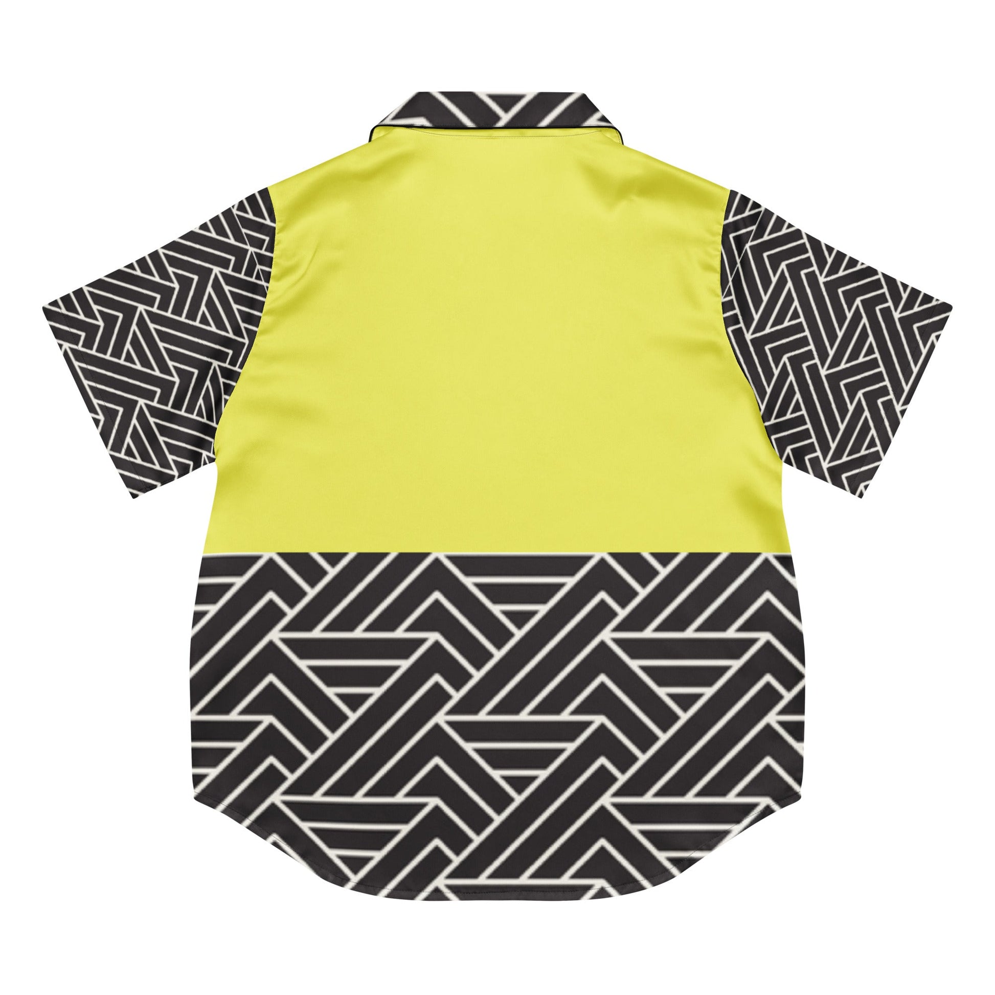 Paris daisy yellow and black color all - over print women’s short sleeve pajama top - PratSN