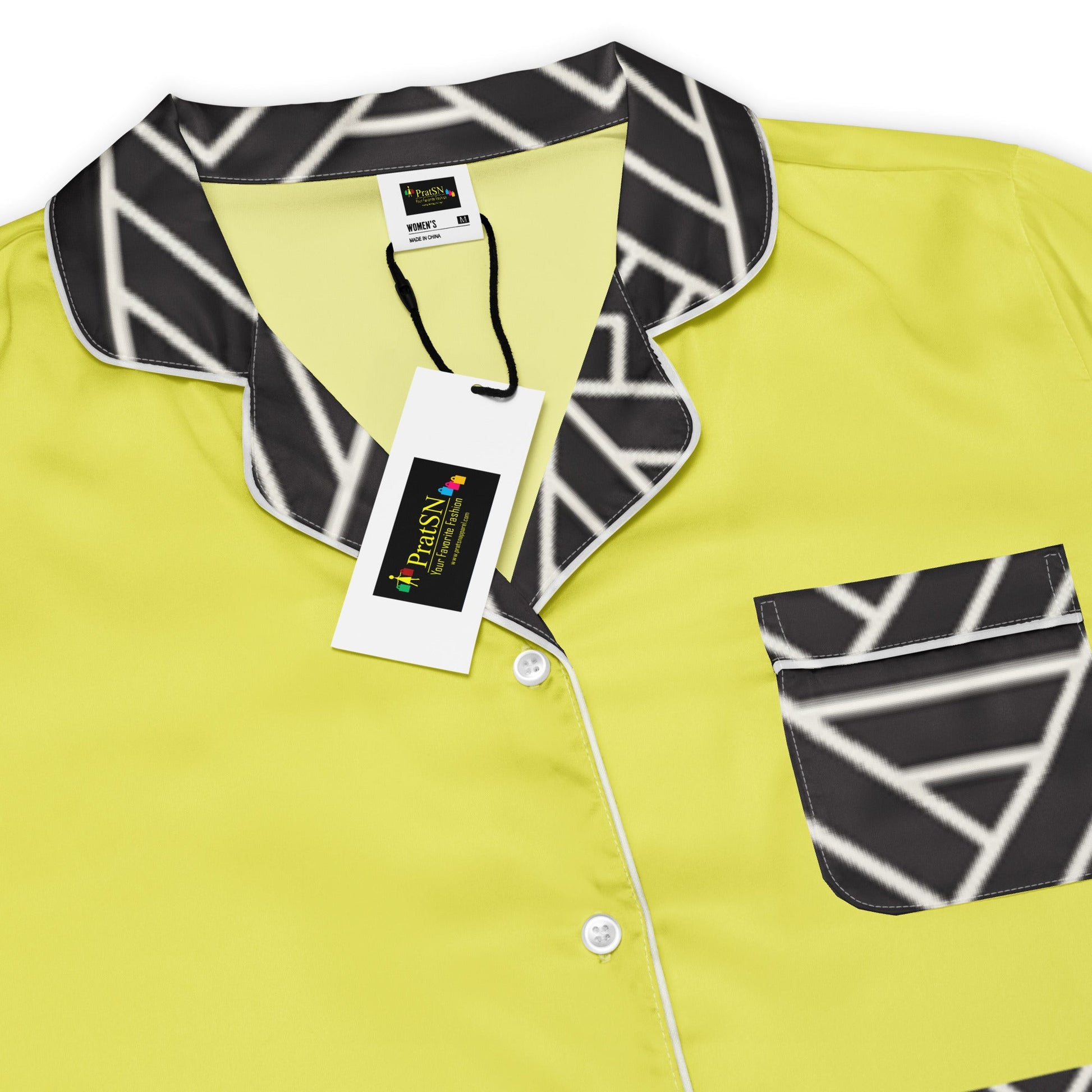 Paris daisy yellow and black color women’s long sleeve pajama top - PratSN