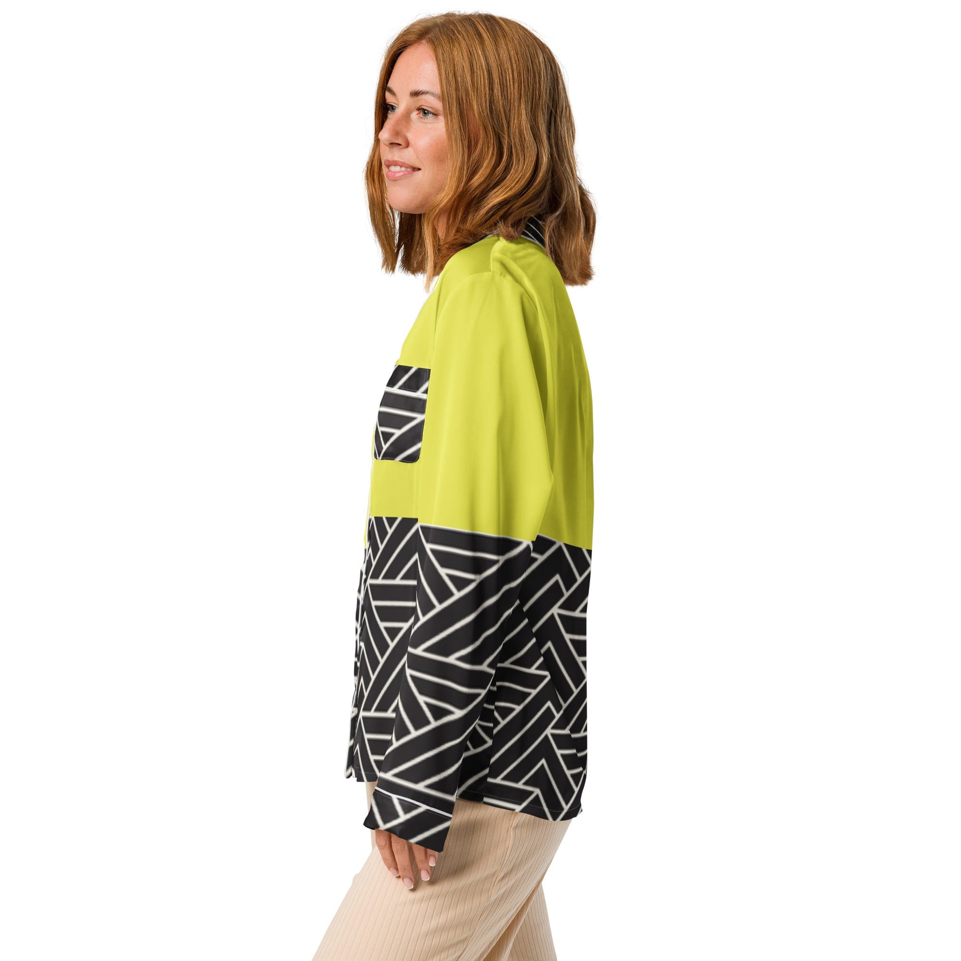 Paris daisy yellow and black color women’s long sleeve pajama top - PratSN