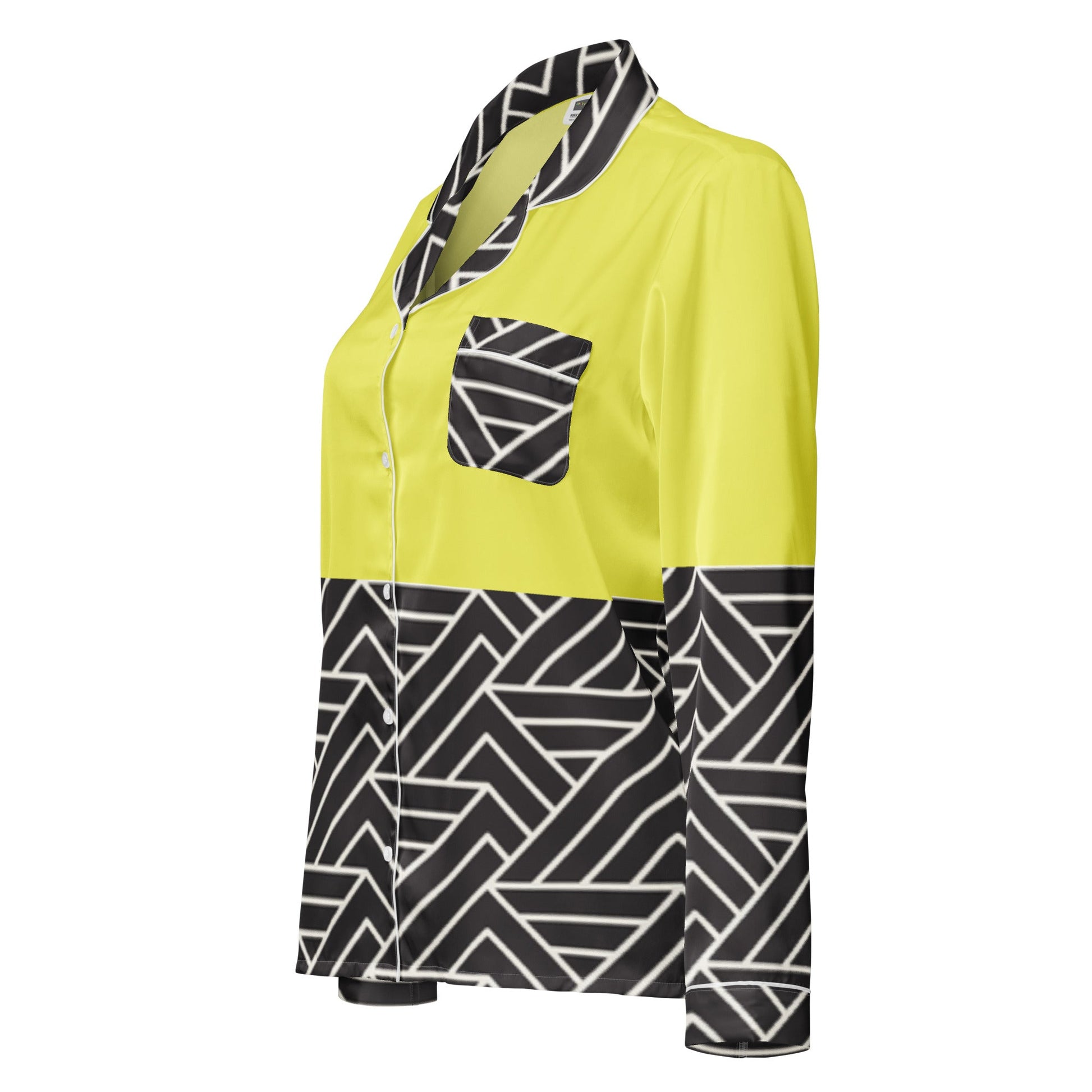 Paris daisy yellow and black color women’s long sleeve pajama top - PratSN