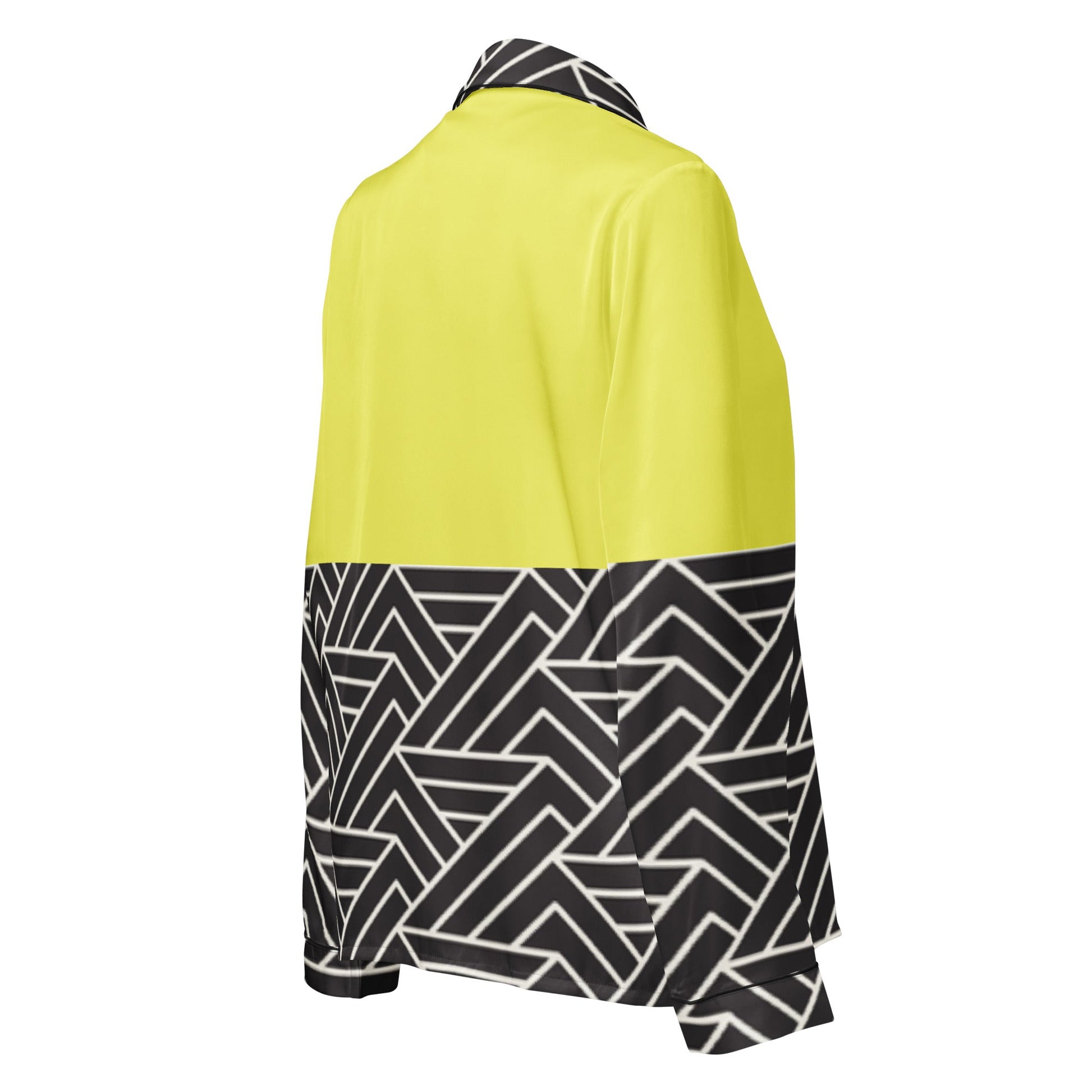 Paris daisy yellow and black color women’s long sleeve pajama top - PratSN