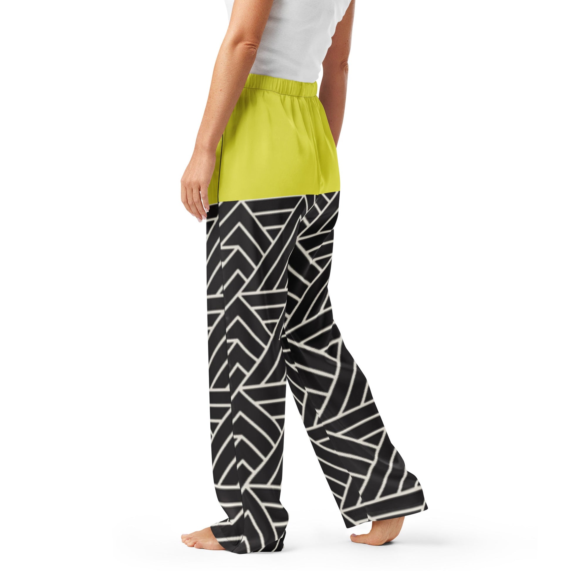 Paris daisy yellow and black color women’s pajama pants - PratSN