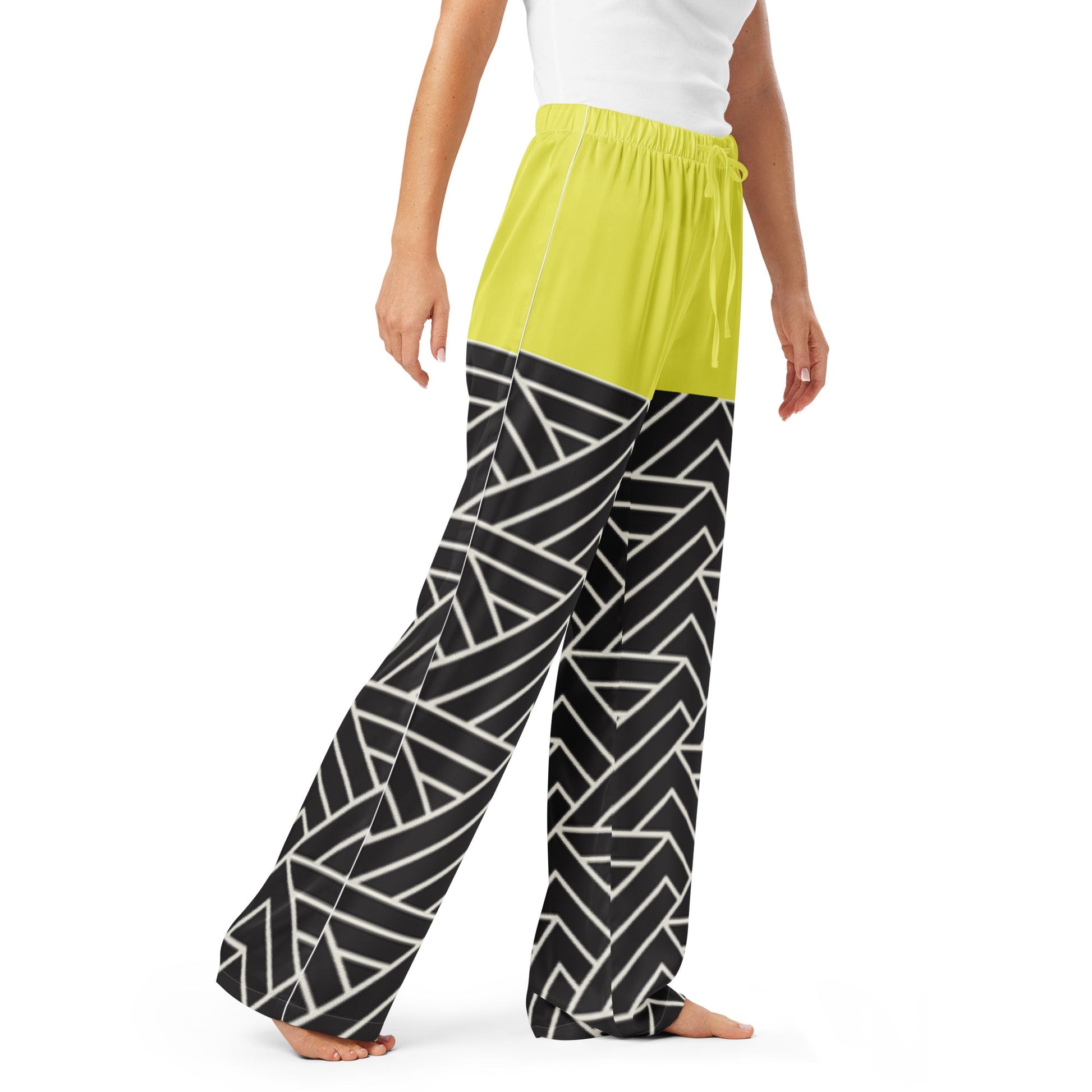 Paris daisy yellow and black color women’s pajama pants - PratSN