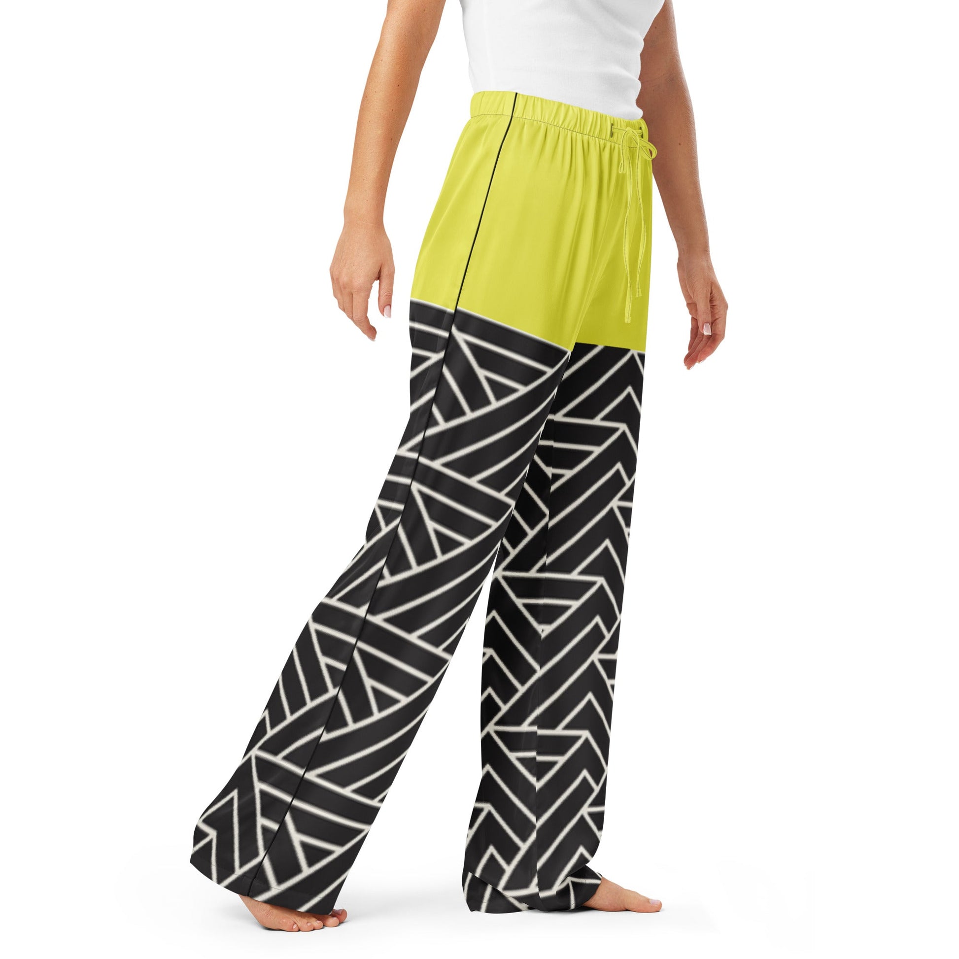 Paris daisy yellow and black color women’s pajama pants - PratSN