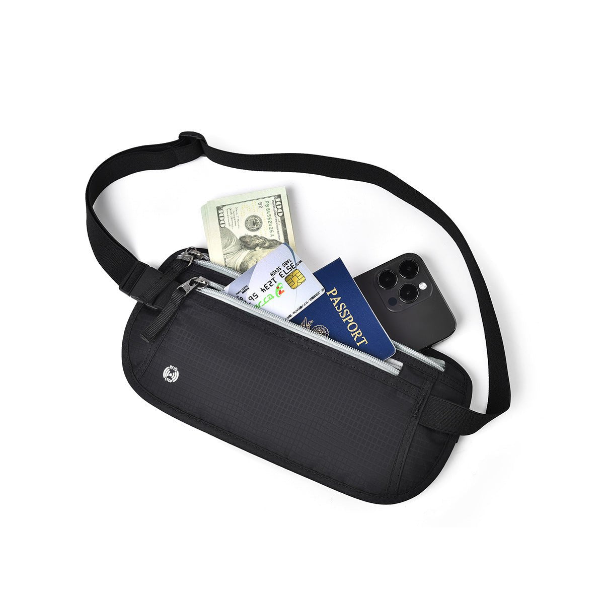 Passport Document Bag Personal Invisible Waterproof Mobile Phone Waist Bag - PratSN