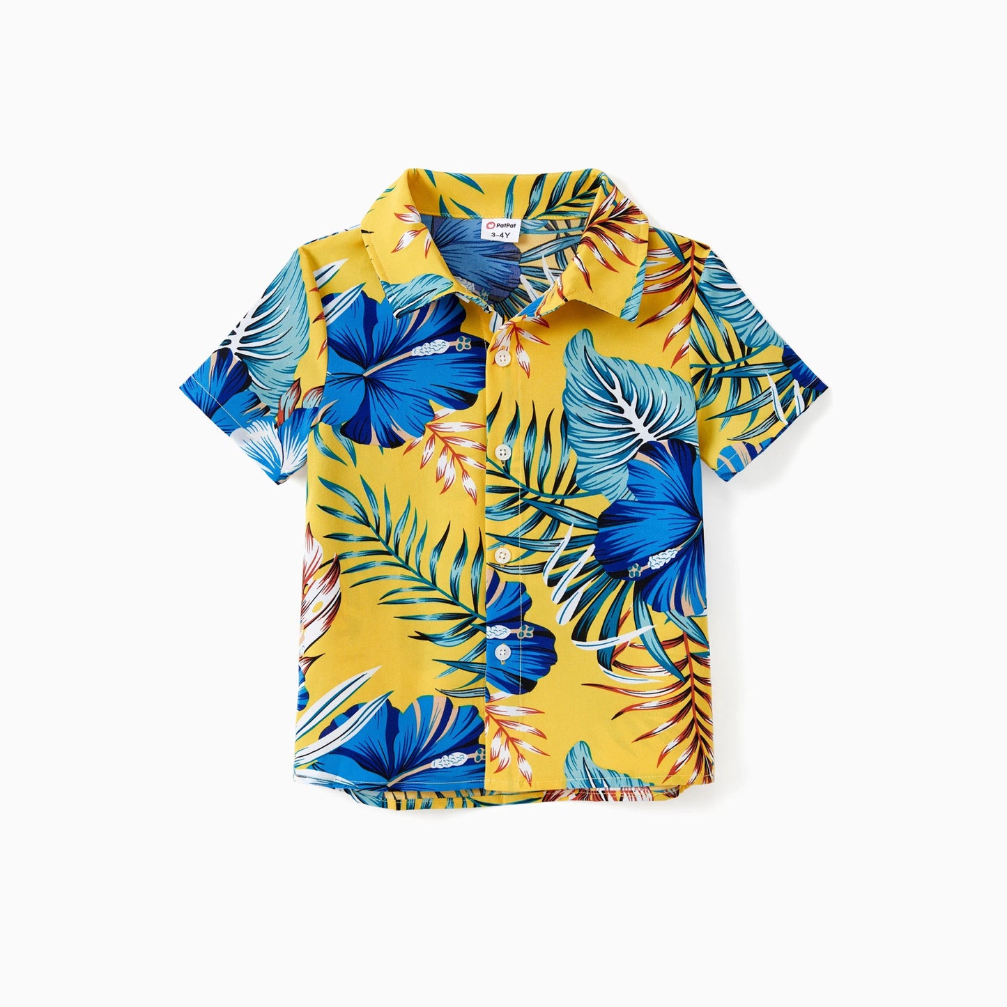 PatPat Family Matching Beach Shirt or Yellow Floral Lace Waist Shirred Back Strap Dress Sets - PratSN