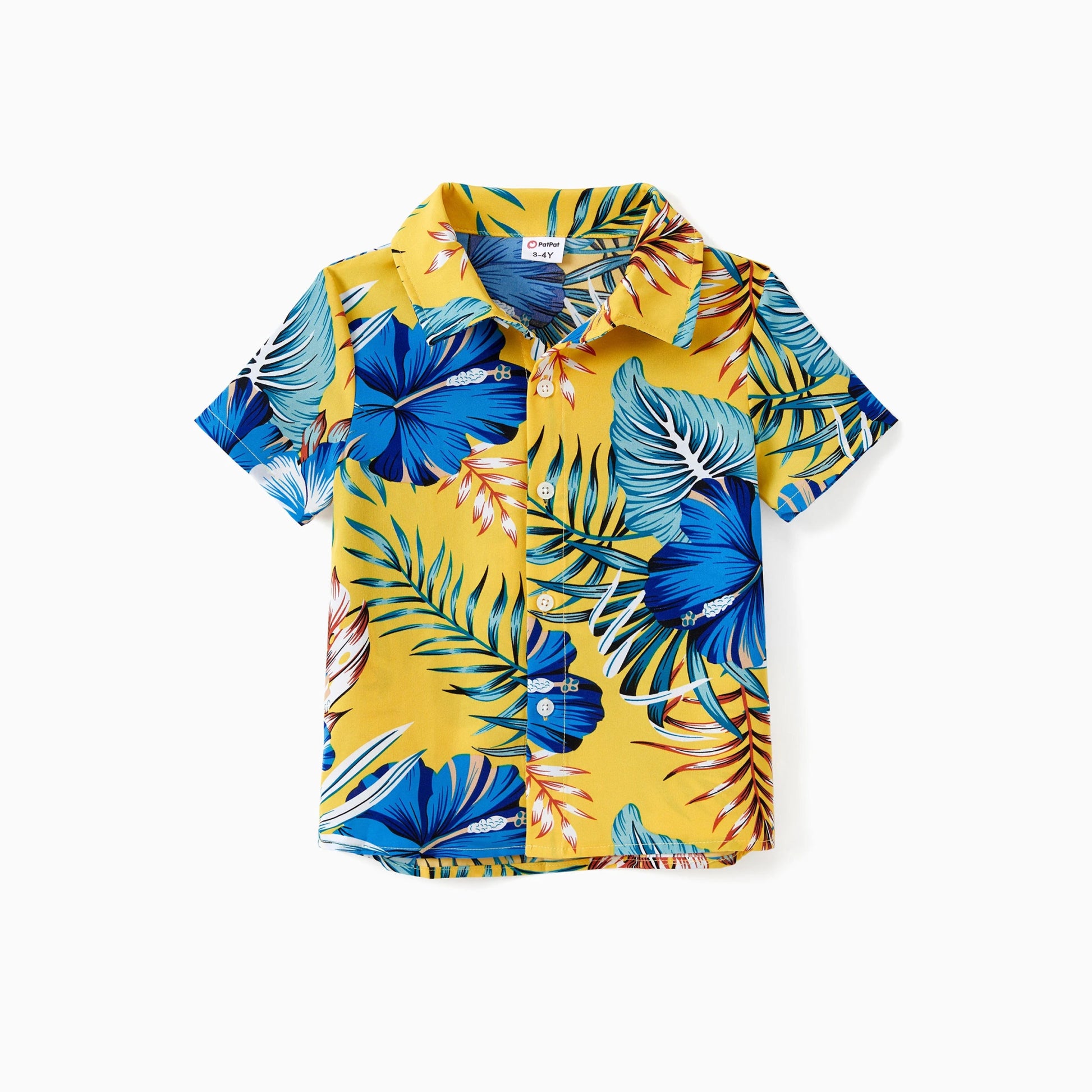 PatPat Family Matching Beach Shirt or Yellow Floral Lace Waist Shirred Back Strap Dress Sets - PratSN