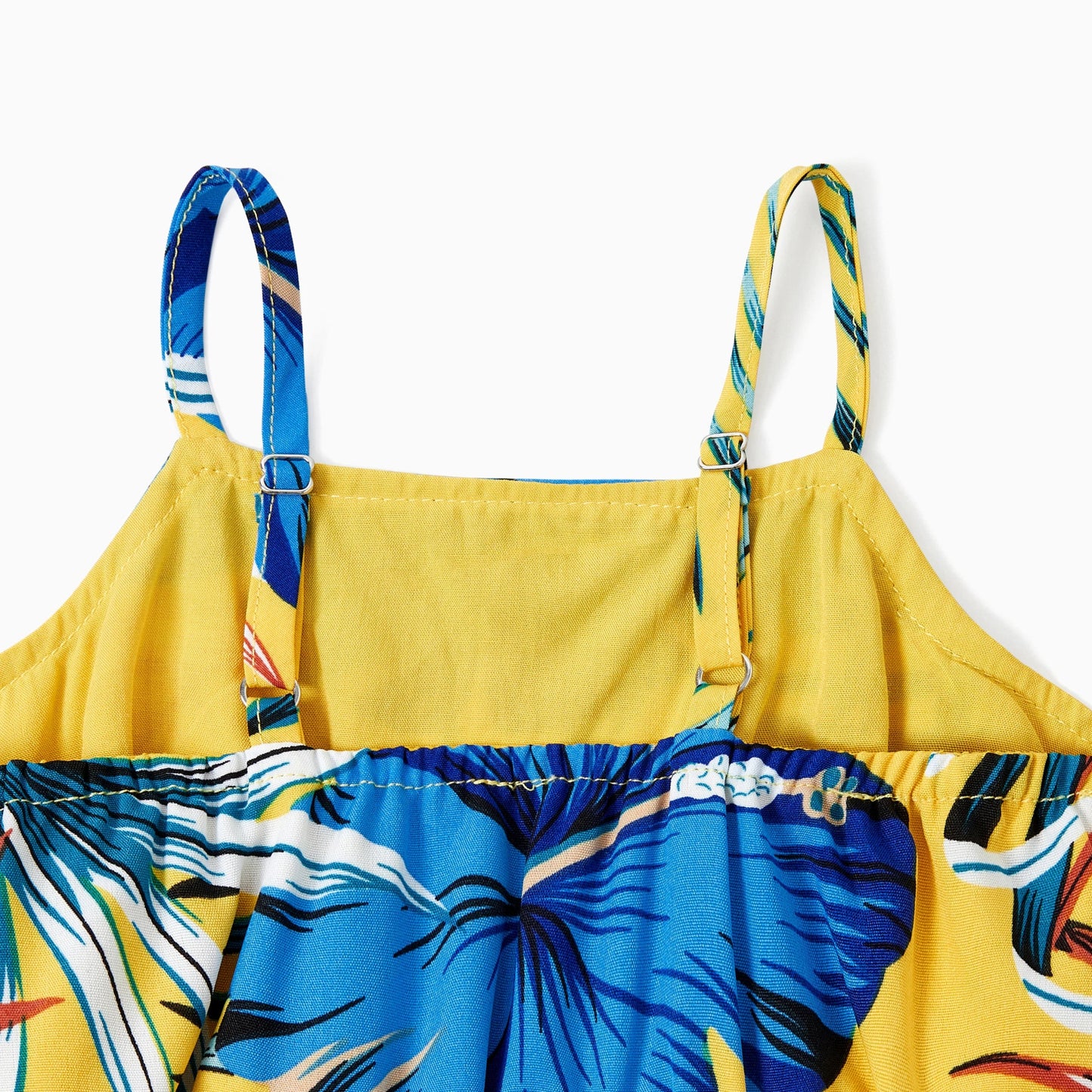 PatPat Family Matching Beach Shirt or Yellow Floral Lace Waist Shirred Back Strap Dress Sets - PratSN