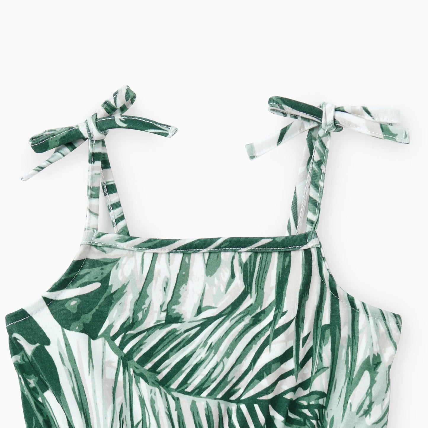 PatPat Family Matching Floral Panel Tee or Tropical Leaf Pattern Button V - Neck Ruched Dress Sets - PratSN