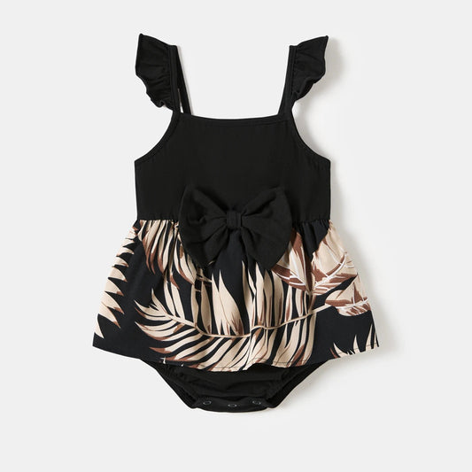 PatPat Family Matching Floral Print Belted Cami Dresses And Solid Short Sleeve Tops Sets - PratSN