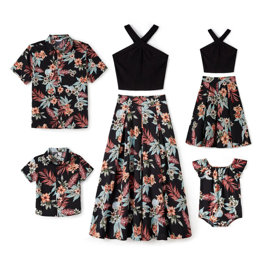 PatPat Family Matching Sets Floral Beach Shirt or Cross top A - line Skirt Co - ord Set - PratSN