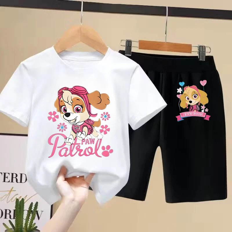 Paw Patrol Children's Sets Summer Printed Clothes Girls Kids Short Sleeve Tshirt and Shorts Suits Fashion Casual Tops Set - PratSN