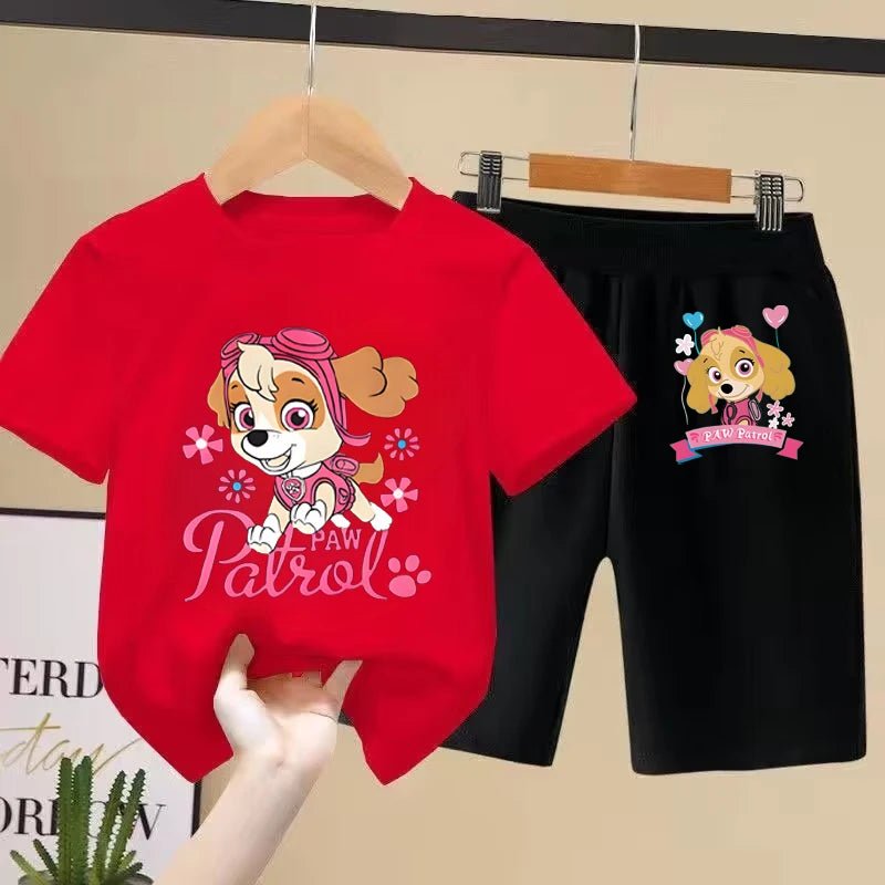 Paw Patrol Children's Sets Summer Printed Clothes Girls Kids Short Sleeve Tshirt and Shorts Suits Fashion Casual Tops Set - PratSN