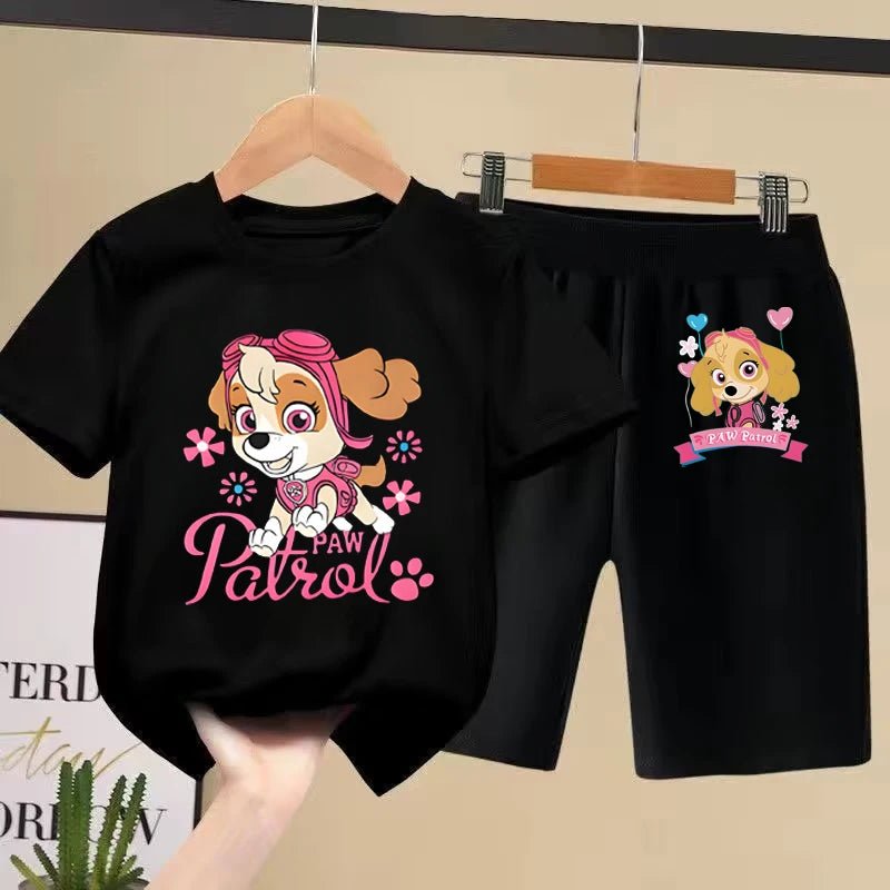 Paw Patrol Children's Sets Summer Printed Clothes Girls Kids Short Sleeve Tshirt and Shorts Suits Fashion Casual Tops Set - PratSN
