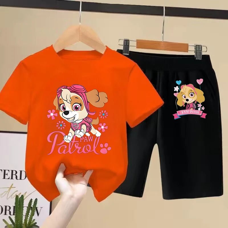 Paw Patrol Children's Sets Summer Printed Clothes Girls Kids Short Sleeve Tshirt and Shorts Suits Fashion Casual Tops Set - PratSN