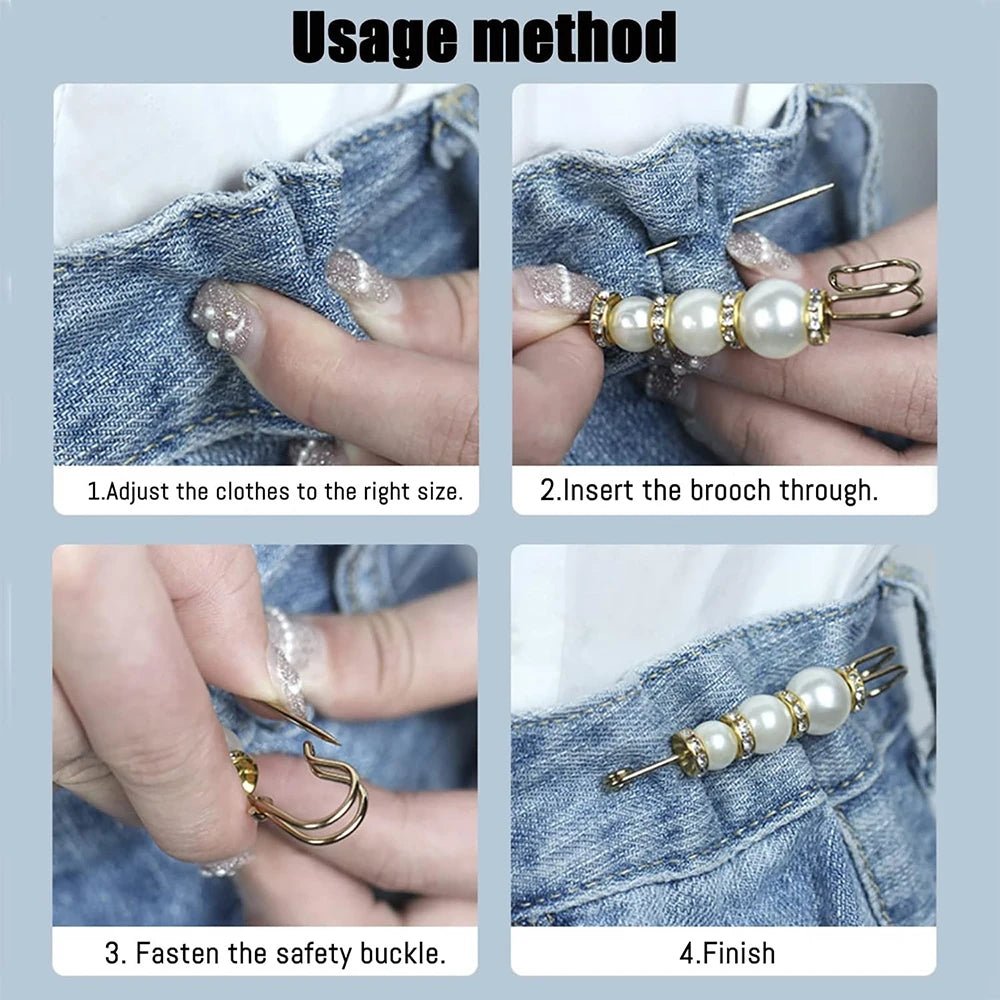 Pearl Brooch Pins Women Decorative Safety Pins Pant Clothing Shawl Clips Brooch Elegant Pearl Cardigan Collar Brooch Clips - PratSN
