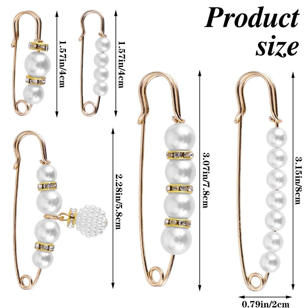 Pearl Brooch Pins Women Decorative Safety Pins Pant Clothing Shawl Clips Brooch Elegant Pearl Cardigan Collar Brooch Clips - PratSN