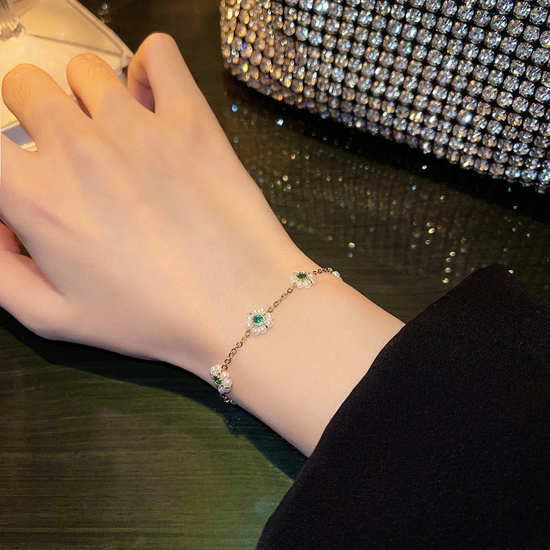 Pearl Flowers Bracelet All - match Fashion Adjustable Chain Bracelet - PratSN