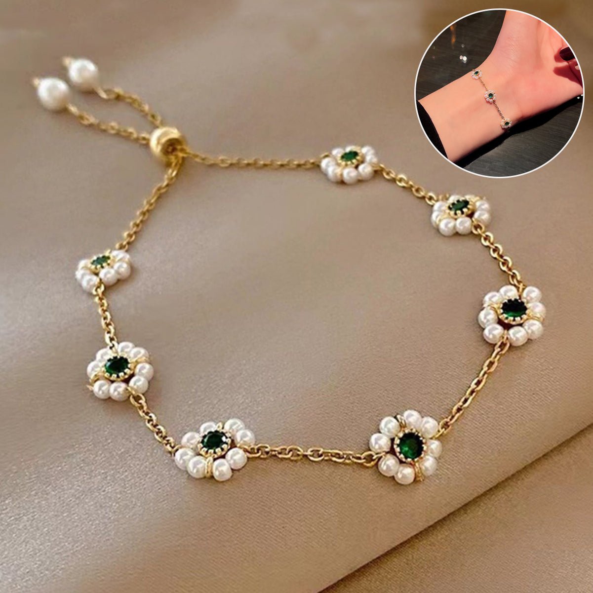 Pearl Flowers Bracelet All - match Fashion Adjustable Chain Bracelet - PratSN