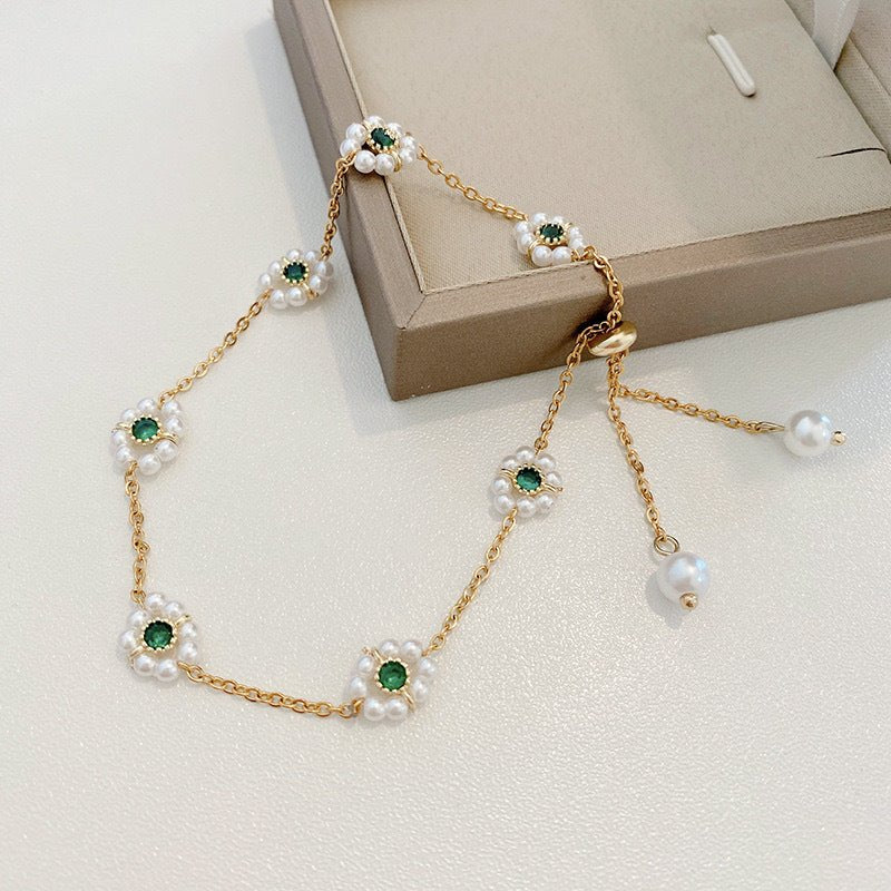 Pearl Flowers Bracelet All - match Fashion Adjustable Chain Bracelet - PratSN