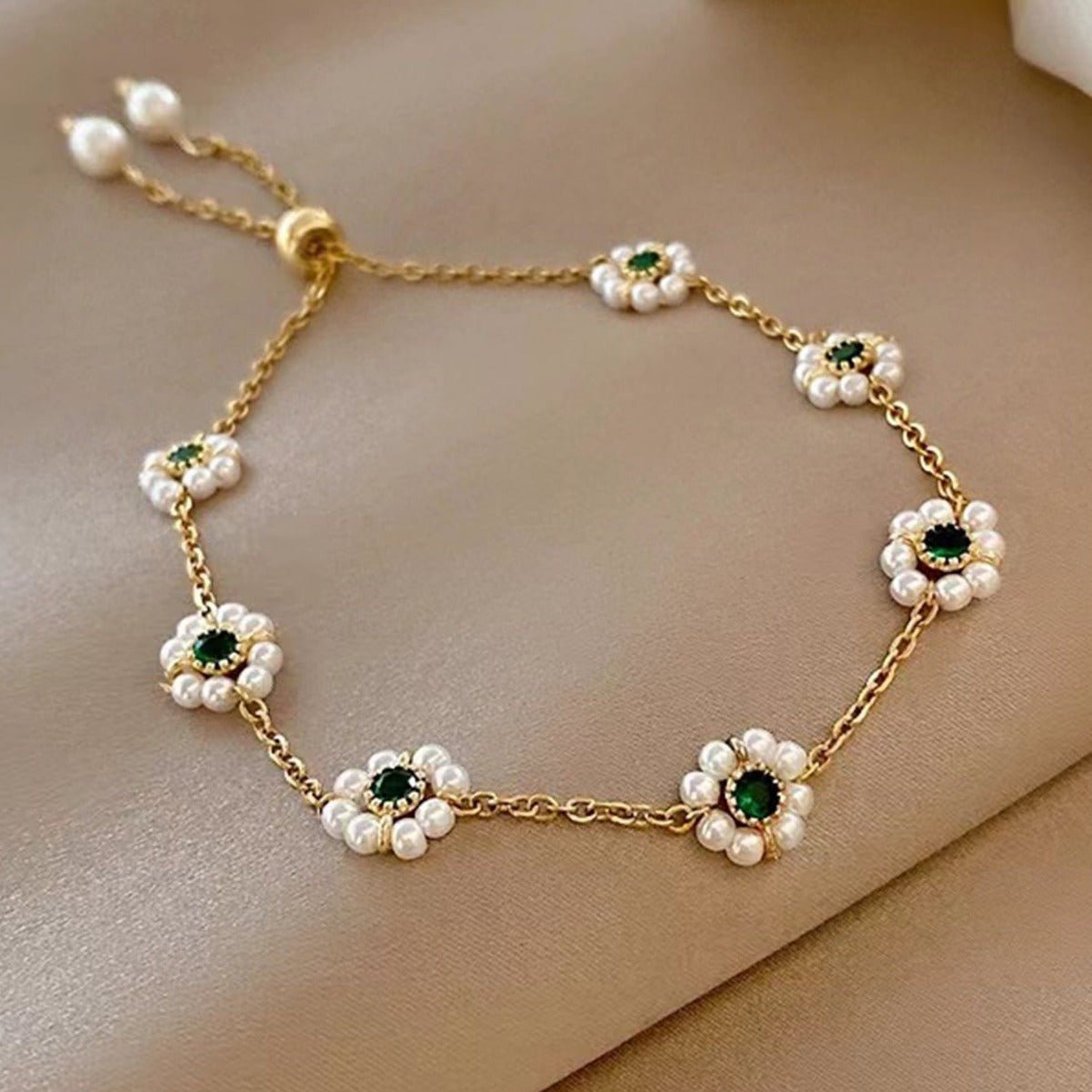 Pearl Flowers Bracelet All - match Fashion Adjustable Chain Bracelet - PratSN