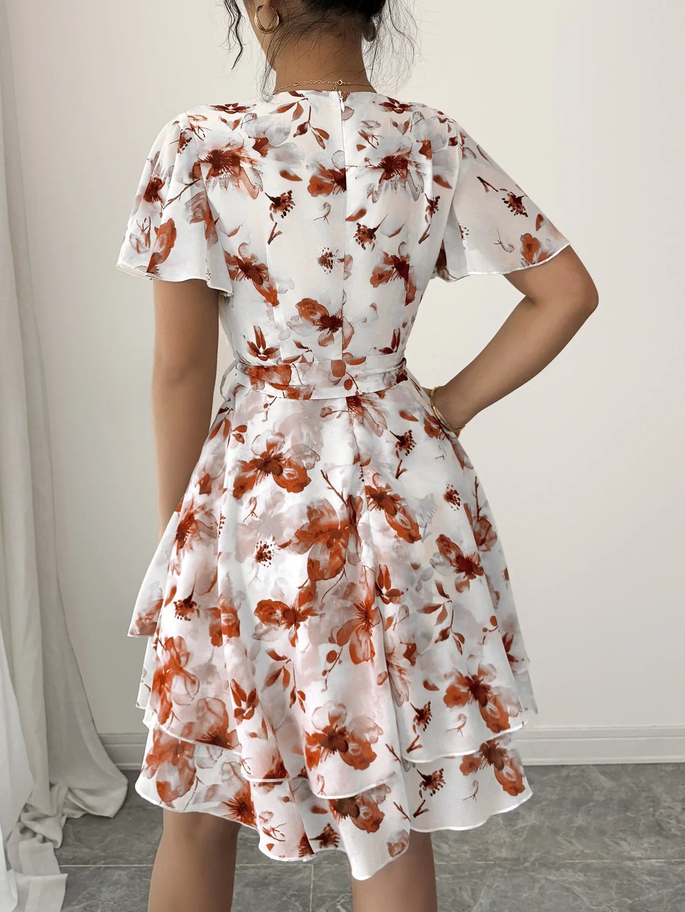 Phantasy Boho Floral Mini Dress Sexy Wrap V Neck Dress Short Sleeve Cake Skirt Elegant Party Beach Vocation Dresses 2025 Summer - PratSN