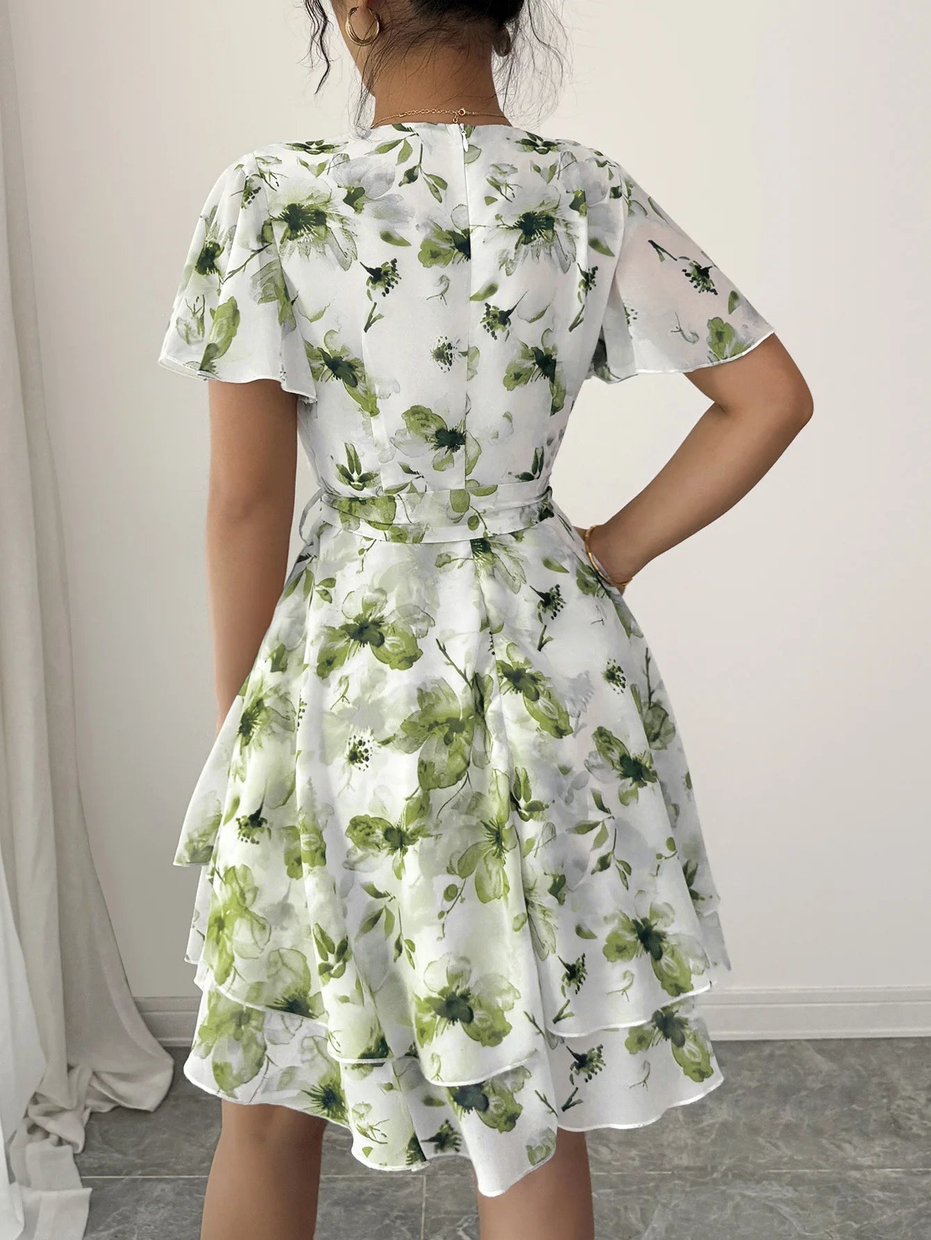 Phantasy Boho Floral Mini Dress Sexy Wrap V Neck Dress Short Sleeve Cake Skirt Elegant Party Beach Vocation Dresses 2025 Summer - PratSN