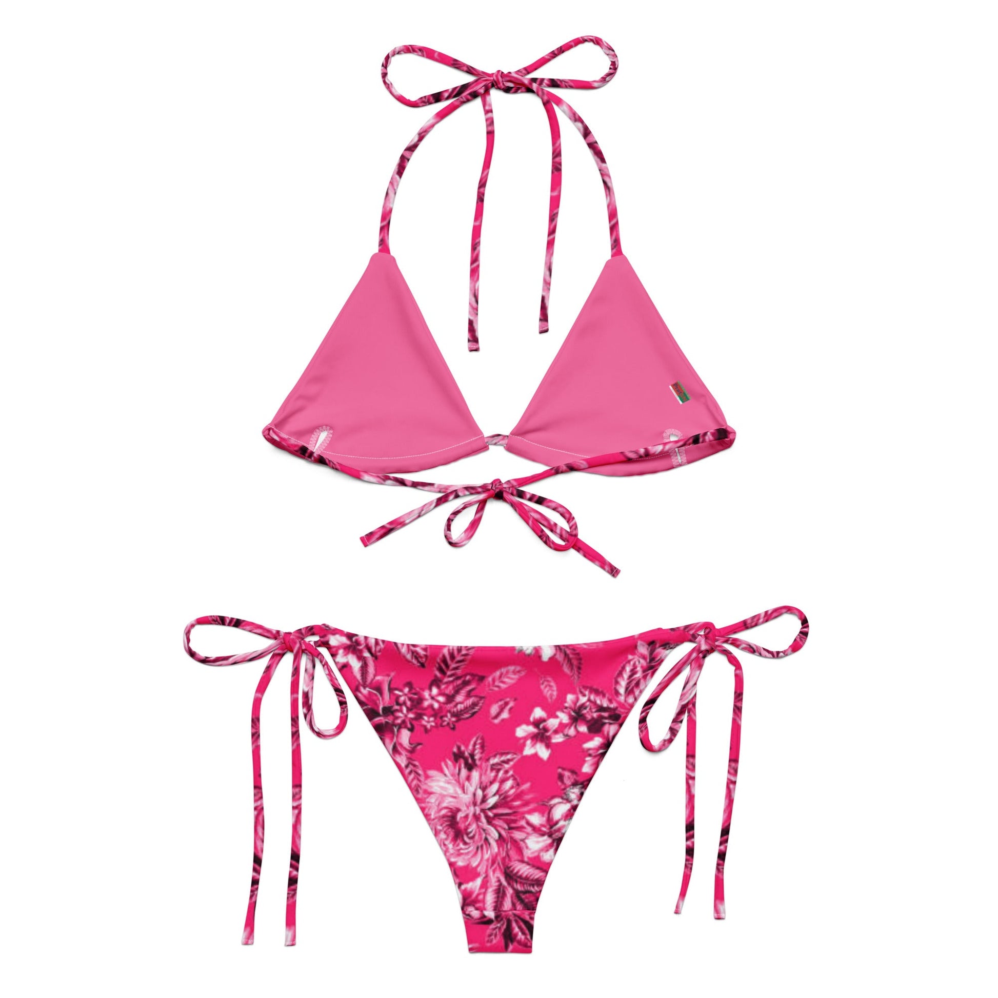 Pink Floral String bikini | Halter Bikini | String Bralett for Beach Babes - PratSN
