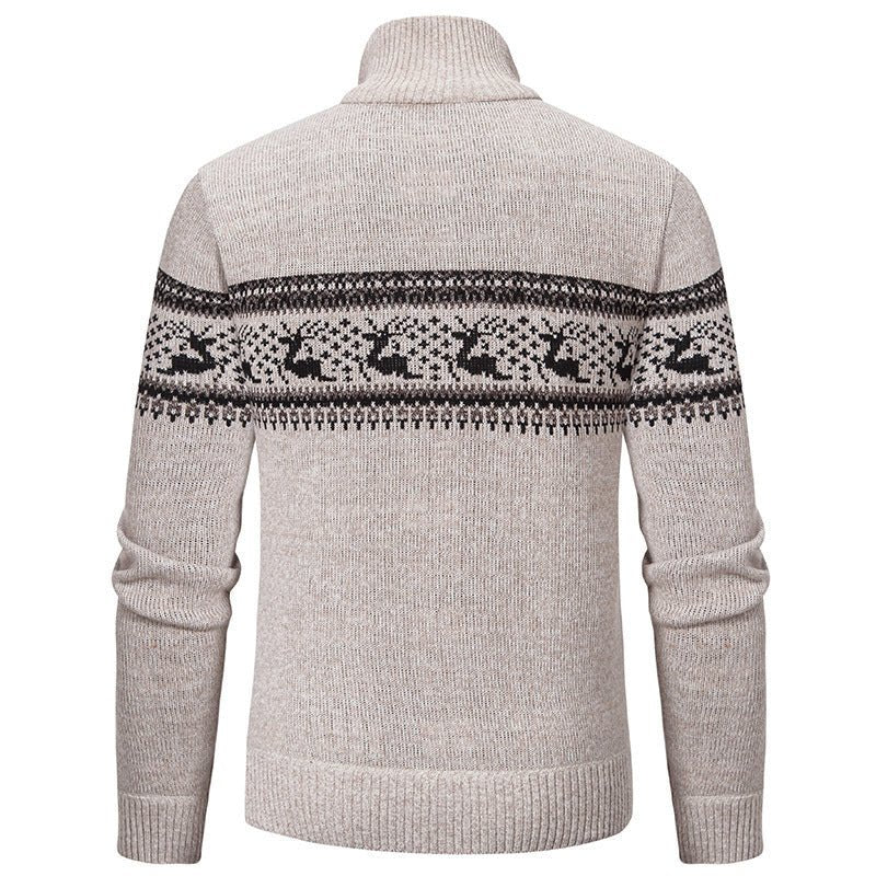 Plus Size Half - open Zipper Men's Autumn And Winter Loose Color Matching Knitwear - PratSN
