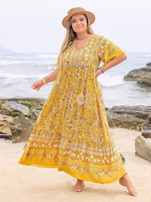 Plus Size Women's Dresses Bohemian Leisure Vacation - PratSN