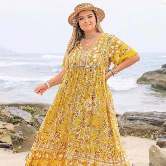 Plus Size Women's Dresses Bohemian Leisure Vacation - PratSN