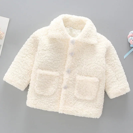 Plush Girls Coat Autumn Winter Lambswool Kids Jacket Fashion Little Princess Christmas Outerwear 2 4 6 8 Years Children Clothing - PratSN