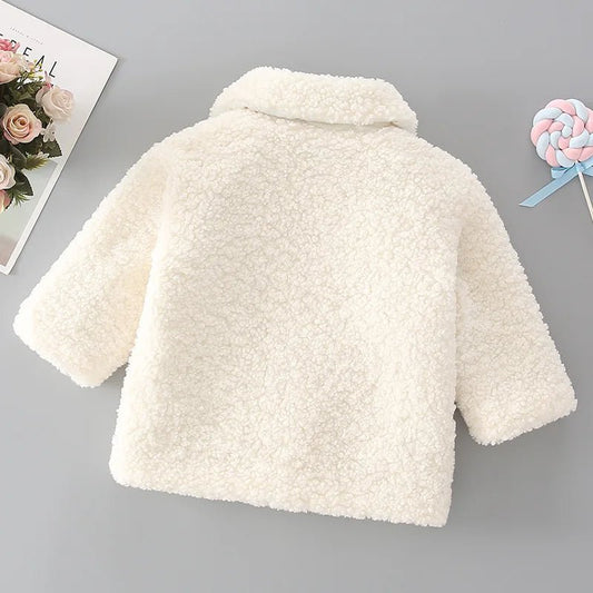 Plush Girls Coat Autumn Winter Lambswool Kids Jacket Fashion Little Princess Christmas Outerwear 2 4 6 8 Years Children Clothing - PratSN