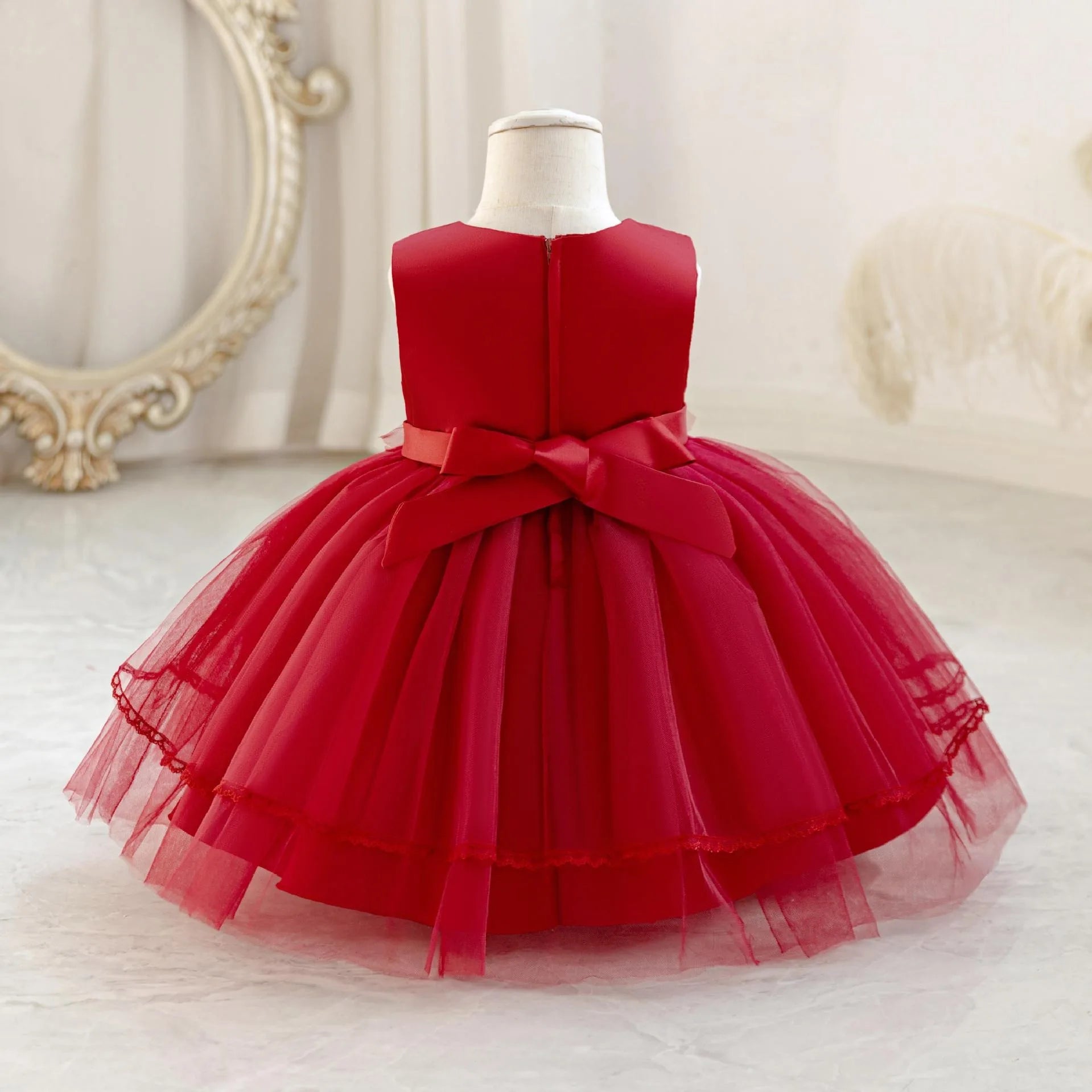 Princess Dress For Baby Girls First Birthday Sleeveless Lace Flower Girl Gown - PratSN